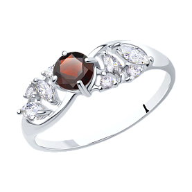 Кольцо SOKOLOV - Серебро 925, Гранат, Фианит (арт. 92011668)