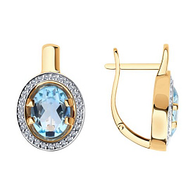 Серьги SOKOLOV - Золото 585, Топаз, Фианит (арт. 728921)