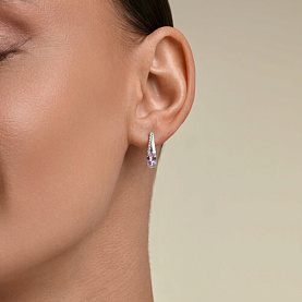 Серьги SOKOLOV - Серебро 925, Аметист, Фианит (арт. 92025369)