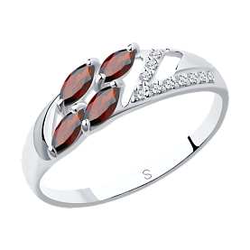 Кольцо SOKOLOV - Серебро 925, Гранат, Фианит (арт. 92011643)