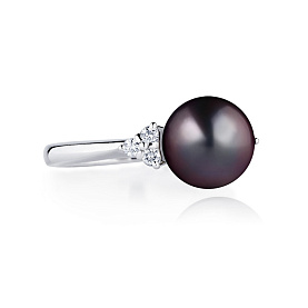 Кольцо Platinum Lab. - Платина 950, Жемчуг культивированный, Бриллиант (арт. ПК-212Ч-02)