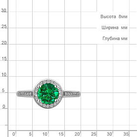 Кольцо Аквамарин - Серебро 925, Синтетический изумруд, Фианит (арт. 63989Г.5)