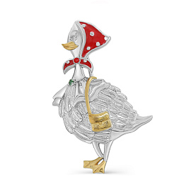 Брошь Кабаровских - Серебро 925, Фианит, Эмаль (арт. 5-144-40418)