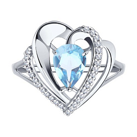 Кольцо Diamant - Серебро 925, Топаз, Фианит (арт. 94-310-00545-2)