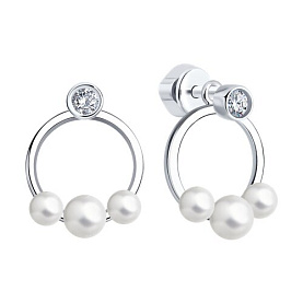 Серьги SOKOLOV - Серебро 925, Жемчуг имитация, Фианит (арт. 94026787)