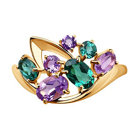 Кольцо Diamant - Золото 585, Аметист, Синтетический ситалл (арт. 51-310-00392-1)
