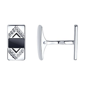 Запонки SOKOLOV - Серебро 925, Фианит, Эмаль (арт. 94160035)