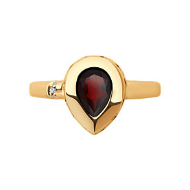 Кольцо SOKOLOV - Золото 585, Гранат, Бриллиант (арт. 71-00317)
