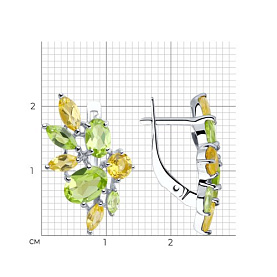 Серьги SOKOLOV - Серебро 925, Хризолит, Цитрин (арт. 92022103)