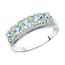 Кольцо SOKOLOV - Серебро 925, Топаз, Фианит (арт. 92012018)