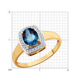 Кольцо SOKOLOV - Серебро 925, Топаз лондон, Фианит (арт. 92014549)