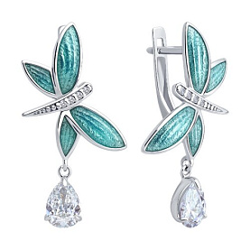 Серьги Diamant - Серебро 925, Фианит, Эмаль (арт. 94-121-02244-1)