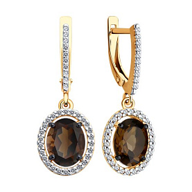 Серьги Diamant - Серебро 925, Раухтопаз, Фианит (арт. 93-321-01999-4)