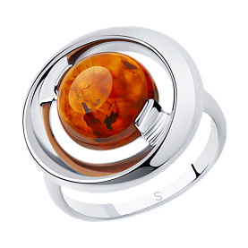 Кольцо SOKOLOV - Серебро 925, Янтарь пресс. (арт. 83010056)
