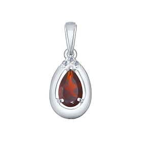 Подвеска SOKOLOV - Серебро 925, Гранат, Фианит (арт. 92030359)