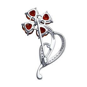 Брошь SOKOLOV - Серебро 925, Гранат, Фианит (арт. 92040083)
