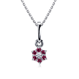 Подвеска Platinum Lab. - Платина 950, Рубин, Бриллиант (арт. ПП-205Р-01)