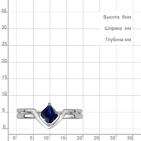 Кольцо Аквамарин - Серебро 925, Синтетический сапфир (арт. 600695Н.5)
