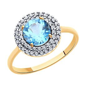 Кольцо SOKOLOV - Золото 375, Топаз, Фианит (арт. 37714972)