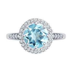 Кольцо Diamant - Серебро 925, Топаз, Фианит (арт. 94-310-02052-1)