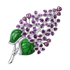 Брошь SOKOLOV - Серебро 925, Фианит, Эмаль (арт. 94040228)