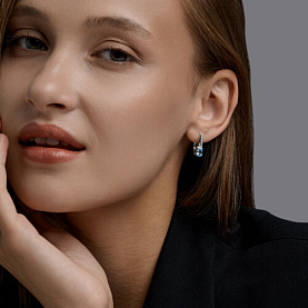 Серьги SOKOLOV - Серебро 925, Топаз, Фианит (арт. 92025356)