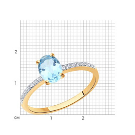 Кольцо SOKOLOV - Золото 585, Топаз, Фианит (арт. 716692)
