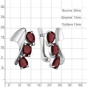 Серьги Аквамарин - Серебро 925, Гранат (арт. 4731103.5)