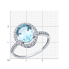 Кольцо Diamant - Серебро 925, Топаз, Фианит (арт. 94-310-01999-1)