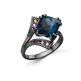 Кольцо Дар - Серебро 925, Сапфир, Топаз лондон (арт. К-5262чрс41111151)