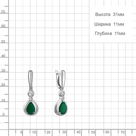 Серьги Аквамарин - Серебро 925, Агат, Фианит (арт. 45019409А.5)