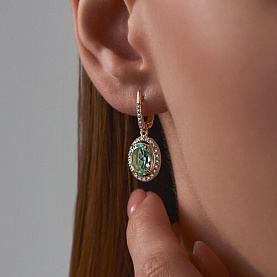 Серьги Diamant - Золото 585, Празиолит, Фианит (арт. 51-321-02442-3)