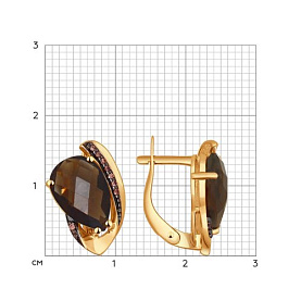 Серьги SOKOLOV - Золото 585, Раухтопаз, Фианит (арт. 724322)