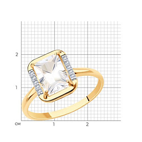Кольцо SOKOLOV - Золото 585, Горный хрусталь, Фианит (арт. 715875)