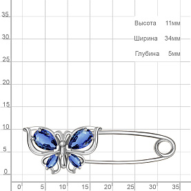 Булавка Аквамарин - Серебро 925, Синтетический сапфир (арт. 77487Н.5)