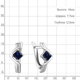 Серьги Аквамарин - Серебро 925, Синтетический сапфир (арт. 400891Н.5)