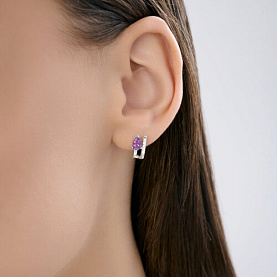 Серьги SOKOLOV - Серебро 925, Аметист, Фианит (арт. 92025325)