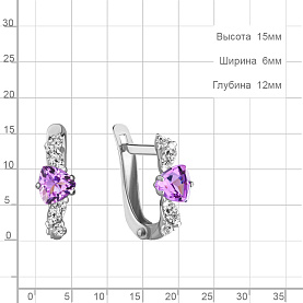 Серьги Аквамарин - Серебро 925, Аметист, Фианит (арт. 4762304А.5)