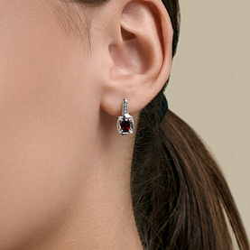 Серьги SOKOLOV - Серебро 925, Гранат, Фианит (арт. 92023287)