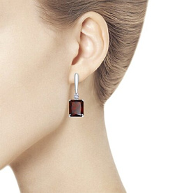 Серьги SOKOLOV - Серебро 925, Синтетический ситалл , Фианит (арт. 92021425)