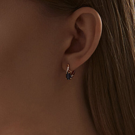 Серьги SOKOLOV - Золото 375, Синтетический сапфир , Фианит (арт. 37728538)