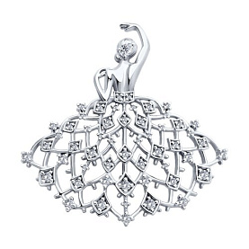 Брошь SOKOLOV - Серебро 925, Фианит (арт. 94040334)