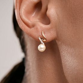 Серьги SOKOLOV - Золото 585, Жемчуг культивированный, Фианит (арт. 792498)