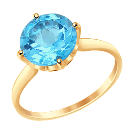 Кольцо SOKOLOV - Золото 375, Топаз, Фианит (арт. 37714914)