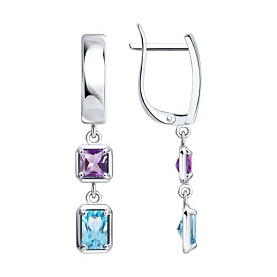 Серьги Diamant - Серебро 925, Аметист, Топаз (арт. 94-321-01769-2)