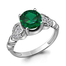 Кольцо Аквамарин - Серебро 925, Синтетический изумруд (арт. 63896Г.5)