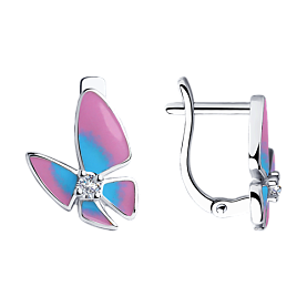 Серьги SOKOLOV - Серебро 925, Фианит, Эмаль (арт. 94023533)