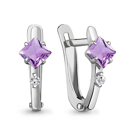 Серьги Аквамарин - Серебро 925, Аметист, Фианит (арт. 4793604.5)