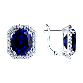 Серьги SOKOLOV - Серебро 925, Синтетический сапфир , Фианит (арт. 88020010)