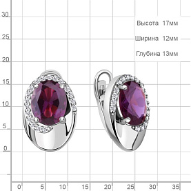 Серьги Аквамарин - Серебро 925, Синтетический аметист, Фианит (арт. 45014584А.5)